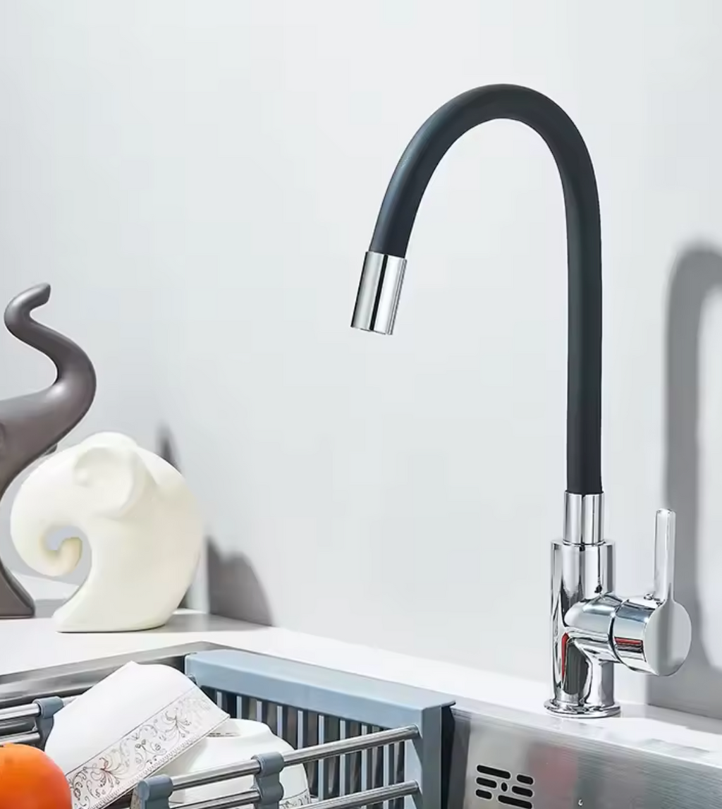 Antiqle Kensington Küchenarmatur – Flexibler Auslauf, 360° drehbar, Schwarz