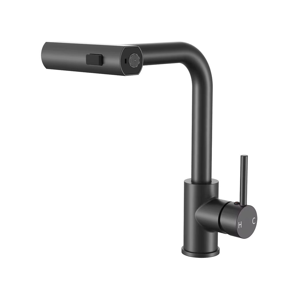 Antiqle Vael Küchenarmatur – Ausziehbar, 4 Strahlarten, Messing