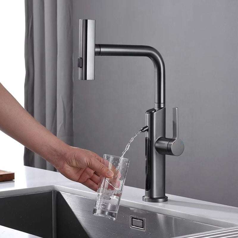 Antiqle Kairo Küchenarmatur – LED-Anzeige, Ausziehbar, Wasserfall