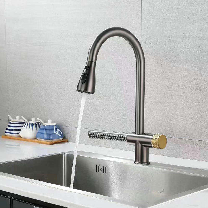 Antiqle Riven Küchenarmatur – Ausziehbar, 3 Strahlarten, Edelstahl 304